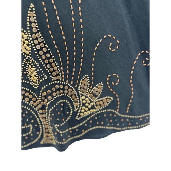 Willi Smith Linen Skirt Size 8 Medium Bohemian Beaded Midi Length Unlined Breath - Picture 5 of 13